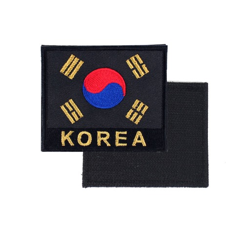 태극기 KOREA 약장 검정금사 군인 군용 벨크로 패치