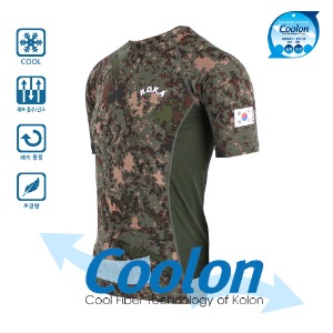 [국산] KOREA 쿨론 반팔 래쉬가드 디지털 군인 군용 티셔츠