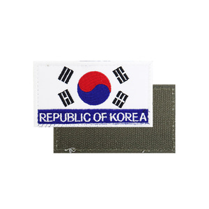 태극기약장 REPUBLIC OF KOREA 컬러 흰색 벨크로 군인 패치 와펜